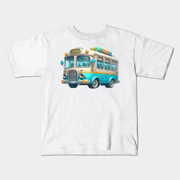 Cute Bus Kids T-Shirt by Dmytro